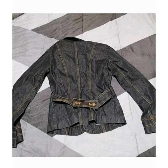 Bisou Bisou Dark Blue Blazer with Brown Stitching - Picture 7 of 10